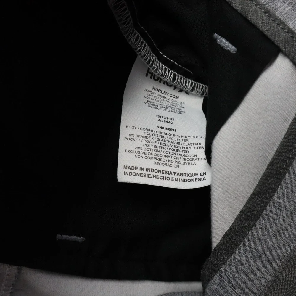 Hurley Shorts Mens 30 Performance Chino Golf Casual Stretch Flex Flat Front Gray